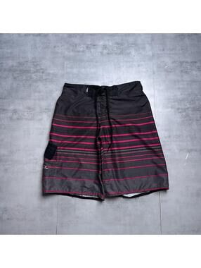 Y2K No Fear Surf Board Striped Shorts